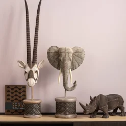 Figurka Dekoracyjna Elephant Head Pearls 40x76 Cm Szara