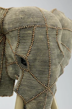 Figurka Dekoracyjna Elephant Head Pearls 40x76 Cm Szara