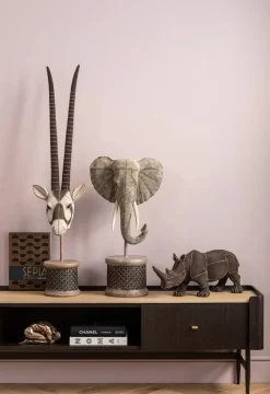 Figurka Dekoracyjna Elephant Head Pearls 40x76 Cm Szara