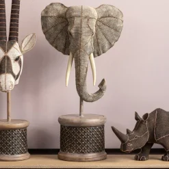 Figurka Dekoracyjna Elephant Head Pearls 28x49 Cm Kolorowa