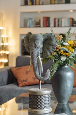Figurka Dekoracyjna Elephant Head Pearls 28x49 Cm Kolorowa