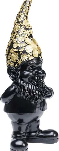 Figurka Dekoracyjna Gnome Standing 15x46 Cm Czarno-złota