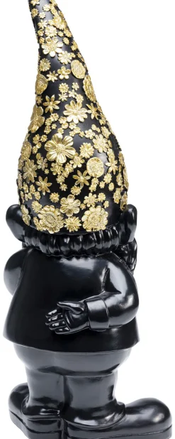 Figurka Dekoracyjna Gnome Standing 15x46 Cm Czarno-złota