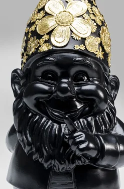 Figurka Dekoracyjna Gnome Standing 15x46 Cm Czarno-złota