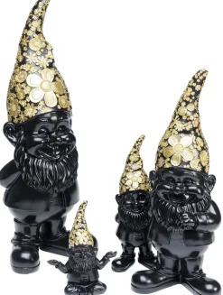 Figurka Dekoracyjna Gnome Meditation 15x19 Cm Czarno-złota