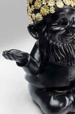 Figurka Dekoracyjna Gnome Meditation 15x19 Cm Czarno-złota