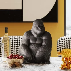 Figurka Dekoracyjna Gorilla 30x39 Cm Czarna