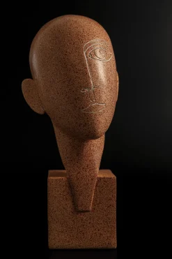 Figurka Dekoracyjna Half A Face 14x30 Cm Brązowa