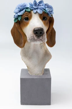 Figurka Dekoracyjna Kolorowa Pies Beagle Z Kwiatami 24x47 Cm