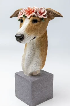 Figurka Dekoracyjna Kolorowa Pies Z Kwiatami 24x47 Cm