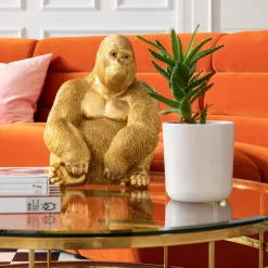 Figurka Dekoracyjna Monkey Gorilla Side 30x39 Cm Złota
