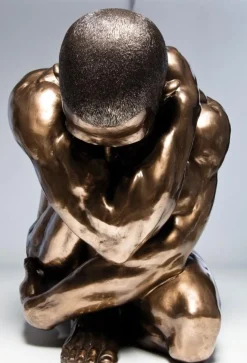 Figurka Dekoracyjna Nude Man Hug 35x54 Cm Brązowa
