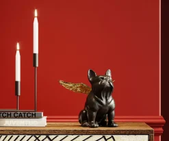 Figurka Dekoracyjna Sitting Angel Dog 21x22 Cm Czarna