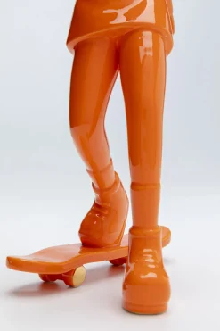 Figurka Dekoracyjna Skater Astronauta Pomarańczowa 17x33 Cm