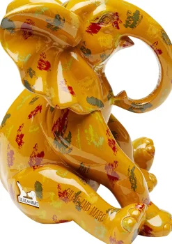 Figurka Dekoracyjna żółta Ze Wzorami Słonik 20x18 Cm