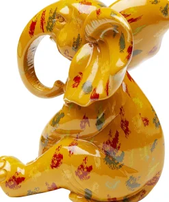 Figurka Dekoracyjna żółta Ze Wzorami Słonik 20x18 Cm