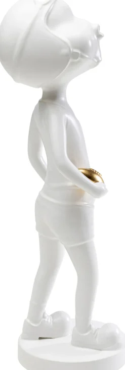 Figurka Dekoracyjna Z Ceramiki Biała 41 Cm Dziewczyna Ze Złotą Piłką