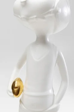 Figurka Dekoracyjna Z Ceramiki Biała 41 Cm Dziewczyna Ze Złotą Piłką
