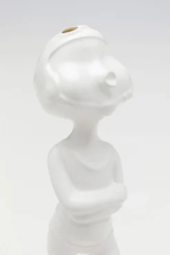 Figurka Dekoracyjna Z Ceramiki Biała 29 Cm Dziewczyna Ze Złotą Piłką