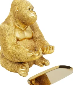 Figurka Dekoracyjna Z Tacą Gorilla Butler 29x37 Cm Złota