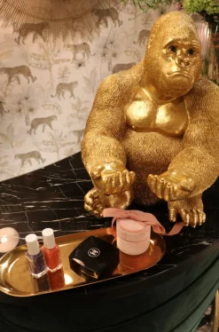 Figurka Dekoracyjna Z Tacą Gorilla Butler 29x37 Cm Złota
