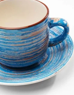 Filiżanka 250 Ml Ze Spodkiem Ø15 Cm Swirl Niebieska