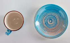 Filiżanka 250 Ml Ze Spodkiem Ø15 Cm Swirl Niebieska