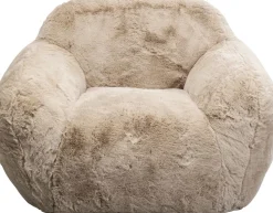 Fotel Duży Kremowy Tkanina Futrzana 105 Cm