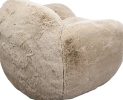 Fotel Duży Kremowy Tkanina Futrzana 105 Cm