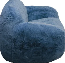 Fotel Duży Niebieski Tkanina Futrzana 105 Cm