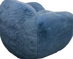 Fotel Duży Niebieski Tkanina Futrzana 105 Cm