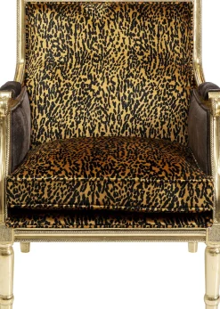 Fotel Glamour Do Salonu Panterka Rama Złota 70x98 Cm
