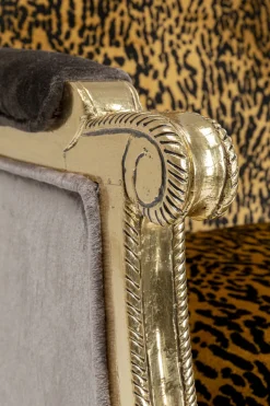 Fotel Glamour Do Salonu Panterka Rama Złota 70x98 Cm