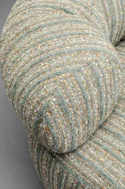 Fotel Obrotowy Boucle Niebieskie Paski Podstawa Złota 95x70 Cm