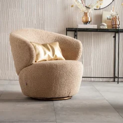 Fotel Obrotowy Carella 82x75 Cm Beżowy