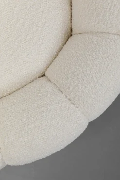Fotel Obrotowy Do Salonu Biały Tkanina Boucle 94x66 Cm