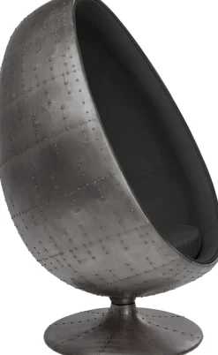 Fotel Obrotowy Jajo Aluminium Kolor Gunmetal I Czarna Tapicerka 96x136 Cm