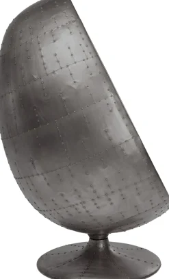Fotel Obrotowy Jajo Aluminium Kolor Gunmetal I Czarna Tapicerka 96x136 Cm