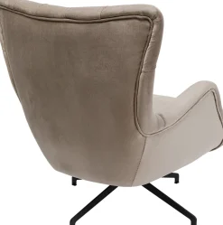 Fotel Obrotowy Welurowy Pikowany Beżowy Nogi Czarne 78x93 Cm