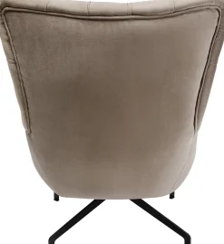 Fotel Obrotowy Welurowy Pikowany Beżowy Nogi Czarne 78x93 Cm
