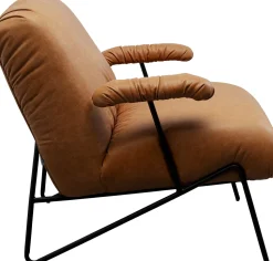 Fotel Skórzany Do Salonu Brązowy Nogi Czarne 81x70 Cm