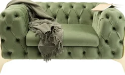 Fotel Welurowy Pikowany Zielony Glamour Nogi Złote 120x70 Cm