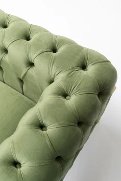 Fotel Welurowy Pikowany Zielony Glamour Nogi Złote 120x70 Cm