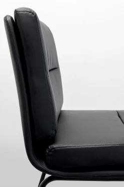Hoker Niski W Kolorze Czarnym Ekoskóra I Stal 60 Cm