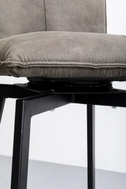 Hoker Z Obrotowym Siedziskiem Pikowany Brązowy Nogi Stal 69 Cm