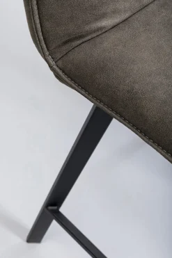 Hoker Z Obrotowym Siedziskiem Pikowany Brązowy Nogi Stal 69 Cm