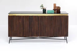 Komoda Catalina 160x86 Cm Drewno Mango Ciemnobrązowe - Blat Marmur