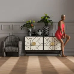 Komoda Credenza 150x80 Cm Czarna