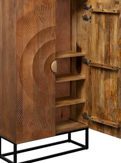 Komoda Drewniana 2-drzwiowa Boho Podstawa Czarna 76x140 Cm