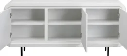 Komoda 3-drzwiowa Biała Skandynawska Drewno I MDF Nogi Czarne 160x75 Cm